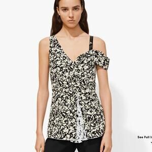 Proenza Schouler Asymmetrical Pleated Top Silk Floral Edgy Chain Women 6